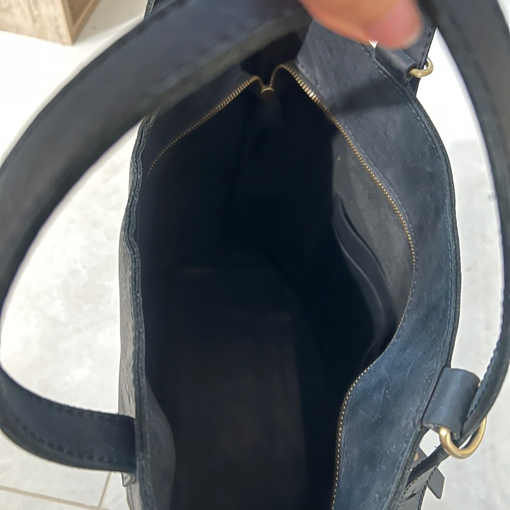 Convertible Leather Bag with Luggage Sleeve - Picture 7 of 7